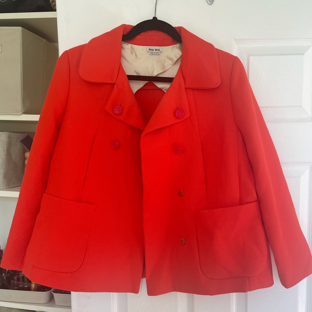 Tomato red Miu Miu swing coat size Medium/ 46